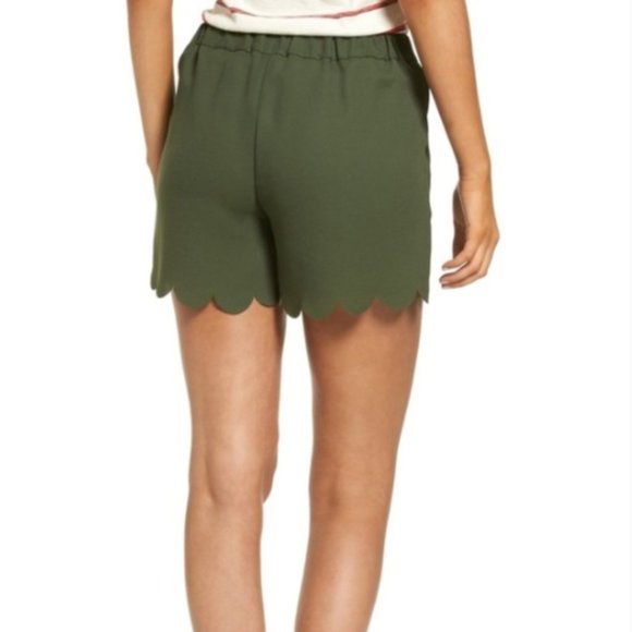 Olive Scalloped Shorts - Picture 2 of 4